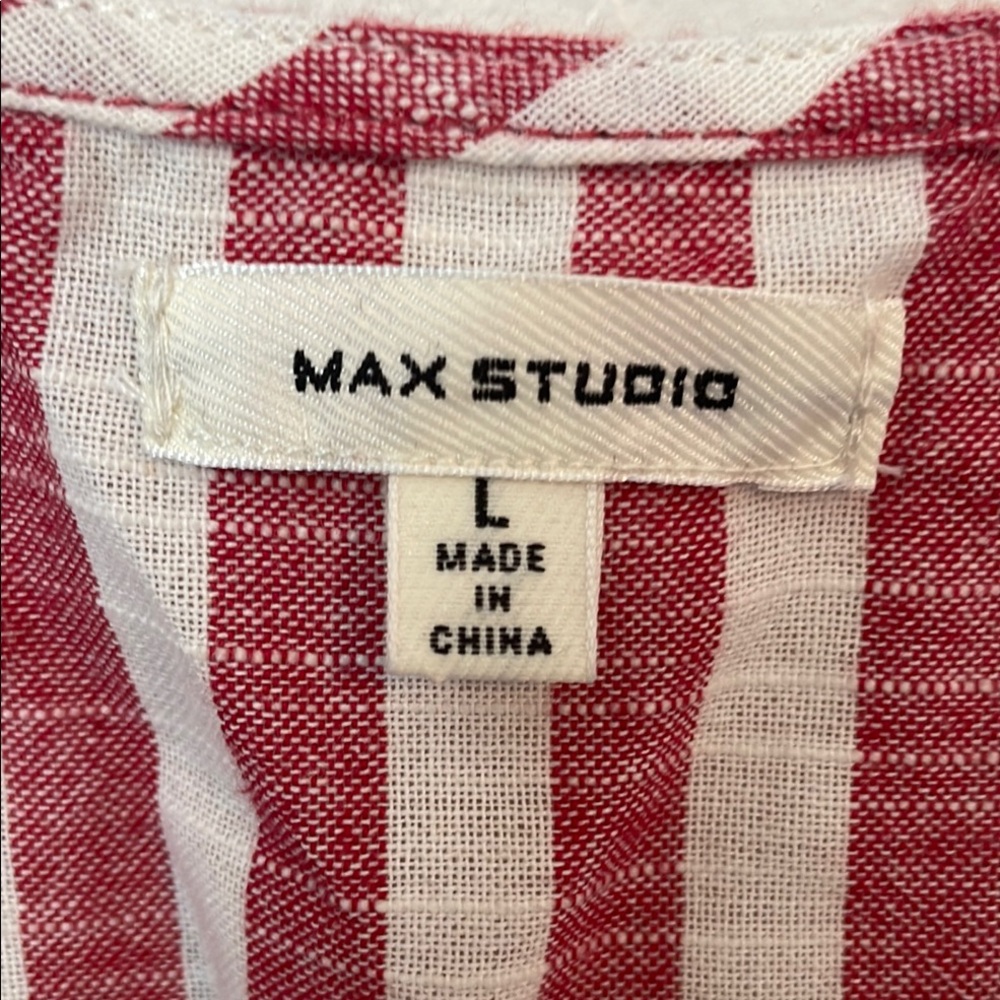 NWOT Max Studio Red and White Cap Sleeve Wrap Blouse - Picture 2 of 6